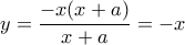 \displaystyle{y=\frac{-x(x+a)}{x+a}=-x}
