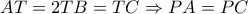 AT=2TB=TC\Rightarrow PA=PC
