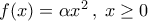 f(x)=\alpha x^2 \, , \; x \geq 0 