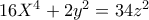 16X^4+2y^2=34z^2