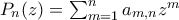 P_{n}(z)=\sum_{m=1}^{n}a_{m,n}z^{m}