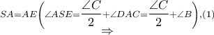 \mathop  \Rightarrow \limits^{SA = AE\left( {\angle ASE = \dfrac{{\angle C}}{2} + \angle DAC = \dfrac{{\angle C}}{2} + \angle B} \right),\left( 1 \right)}