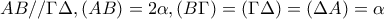 \displaystyle{AB//\Gamma\Delta , (AB)=2\alpha, (B\Gamma)=(\Gamma\Delta)=(\Delta A)=\alpha}