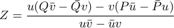 Z = \dfrac{ u(Q\bar{v}-\bar{Q}v)-v(P\bar{u} - \bar{P}u) }{u \bar{v}-\bar{u} v}