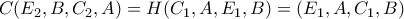 \displaystyle{C(E_2,B,C_2,A)=H(C_1,A,E_1,B)=(E_1,A,C_1,B)}