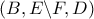 \displaystyle \left( {B,E\backslash F,D} \right)\,\,