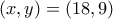 (x,y) = (18,9)