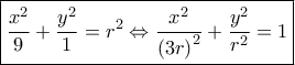 \boxed{\frac{{{x^2}}}{9} + \frac{{{y^2}}}{1} = {r^2} \Leftrightarrow \frac{{{x^2}}}{{{{\left( {3r} \right)}^2}}} + \frac{{{y^2}}}{{{r^2}}} = 1}