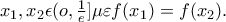 x_{1},x_{2}\epsilon (o,\frac{1}{e}] \mu \varepsilon  f(x_{1})=f(x_{2}).