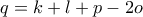 q=k+l+p-2o