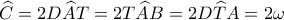 \widehat C = 2D\widehat AT = 2T\widehat AB = 2D\widehat TA = 2\omega