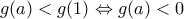 g(a)< g(1)\Leftrightarrow g(a)<0