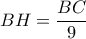 BH=\dfrac{BC}{9}