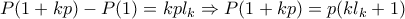P(1+kp)-P(1)=kpl_{k} \Rightarrow P(1+kp)=p(kl_{k}+1)