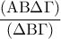 \displaystyle\frac{{\left( {{\rm A}{\rm B}\Delta \Gamma } \right)}}{{\left( {\Delta {\rm B}\Gamma } \right)}}