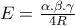 \dispaystyle E=\frac{\alpha .\beta. \gamma }{4R}