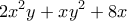 \displaystyle{2x^2y+xy^2+8x}