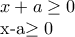 x+a\geq 0 
 
x-a\geq 0