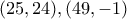 (25,24),(49,-1)