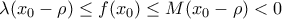 \lambda (x_0-\rho )\leq f(x_0)\leq M(x_0-\rho )<0 \lambda (x_0-\rho )\leq f(x_0)\leq M(x_0-\rho )<0