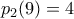 p_2(9) = 4