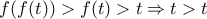 f(f(t))>f(t)>t\Rightarrow t>t