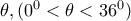 \theta , (0^0 < \theta < 36^0) 