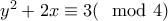 y^2+2x\equiv 3(\mod 4)