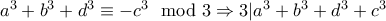 a^3+b^3+d^3 \equiv -c^3 \mod 3\Rightarrow 3|a^3+b^3+d^3+c^3