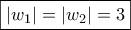 \boxed{|w_1|=|w_2|=3}