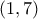 \displaystyle{(1,7)}
