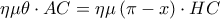 \eta \mu \theta \cdot AC=\eta \mu \left ( \pi -x \right )\cdot HC 