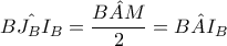 \displaystyle{\hat{BJ_{B}I_{B}}=\frac{\hat{BAM}}{2}=\hat{BAI_{B}}