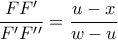 \displaystyle \frac{FF^{\prime}}{F^{\prime}F^{\prime}^{\prime}} = \frac{u - x}{w - u}
