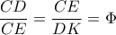 \dfrac{CD}{CE}= \dfrac{CE}{DK}=\Phi 