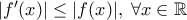 |f'(x)|\leq |f(x)|, \; \forall x \in \mathbb{R}