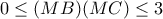 0\leq (MB)(MC)\leq 3