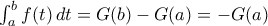 \int_a^bf(t)\,dt=G(b)-G(a)=-G(a)
