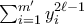\sum_{i=1}^{m'} y_i^{2\ell-1}