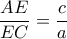 \displaystyle \frac{{AE}}{{EC}} = \frac{c}{a}