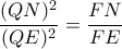 \displaystyle\frac{(QN)^{2}}{(QE)^{2}} = \frac{FN}{FE}