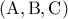 \rm (A,B,C) \rm (A,B,C)