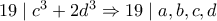 19 \mid c^3+2d^3  \Rightarrow 19 \mid a,b,c,d
