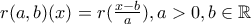 r(a,b)(x)=r(\frac{x-b}{a}) , a> 0,b\in \mathbb{R} r(a,b)(x)=r(\frac{x-b}{a}) , a> 0,b\in \mathbb{R}