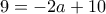 9=-2a+10