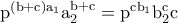 \rm p^{(b+c)a_1}a_2^{b+c}=p^{cb_1}b_2^cc