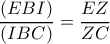 \dfrac{(EBI)}{(IBC)} = \dfrac{EZ}{ZC} 