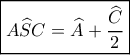 \boxed{A\widehat SC = \widehat A + \frac{{\widehat C}}{2}} \boxed{A\widehat SC = \widehat A + \frac{{\widehat C}}{2}}