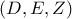 (D, E, Z)
