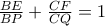 \frac{BE}{BP}+\frac{CF}{CQ}=1 \frac{BE}{BP}+\frac{CF}{CQ}=1